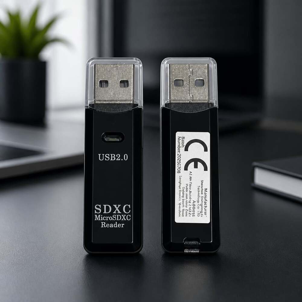 USB 2.0 SDXC MicroSDXC Reader Black Memory Card Adapter